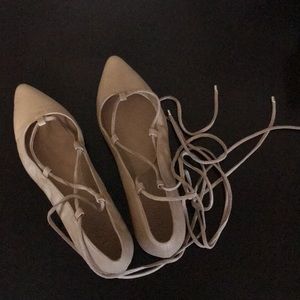 Loft nude ballet lace up flats